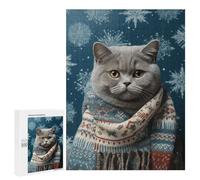 Rompecabezas 500 PCS Blue British Shorthair Rompecabezas para Adultos Juguete Decoración De Pared Patrón De Ensamblaje Oferta como Regalos para Toda La Familia 500 PCS