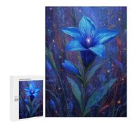 Rompecabezas 500 PCS Blue Flower in A Cosmic Garden Rompecabezas para Adolescentes Juegos Relajantes Desafío Difícil Cumpleaños Y Navidad 500 PCS