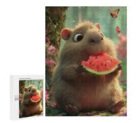 Rompecabezas 500 PCS Capybara Eating Watermelon in A Forest Rompecabezas para Adultos Juguete Decoración De Pared Regalo De Cumpleaños Oferta como Regalos para Toda La Familia 500 PCS