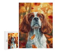 Rompecabezas 500 PCS Cavalier King Charles Spaniel in Autumn Rompecabezas para Adultos Juguete Decoración De Pared Regalo De Cumpleaños Oferta como Regalos para Toda La Familia 500 PCS