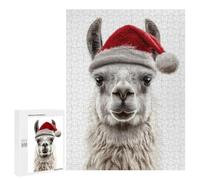 Rompecabezas 500 PCS Christmas Llama Wearing A Santa Hat Rompecabezas para Adultos Juguete Decoración De Pared Patrón De Ensamblaje Oferta como Regalos para Toda La Familia 500 PCS