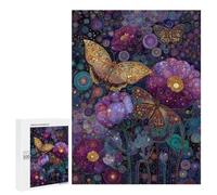 Rompecabezas 500 PCS Colorful Butterfly Garden Art Print Rompecabezas para Adolescentes Mejoran La Memoria Desafío Educativo Regalos para Amigos Y Familiares 500 PCS