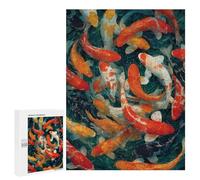 Rompecabezas 500 PCS Colorful Koi Fish Painting-10 Rompecabezas para Adultos Desafío Educativo De Ensamblaje De Patrones De Rompecabezas Regalos De Cumpleaños Y Únicos 500 PCS