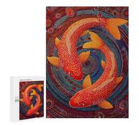 Rompecabezas 500 PCS Colorful Koi Fish Painting-14 Rompecabezas para Adultos Que Mejoran La Memoria. Un Reto para Completar Cumpleaños 500 PCS