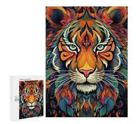 Rompecabezas 500 PCS Colorful Tiger Illustration-1 Rompecabezas para Adolescentes Alivia El Estrés Desafío Educativo Regalos Y Cumpleaños Únicos 500 PCS