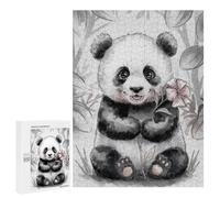 Rompecabezas 500 PCS Cute Panda with Flower Rompecabezas para Adultos Juguete Decoración De Pared Patrón De Ensamblaje Oferta como Regalos para Toda La Familia 500 PCS