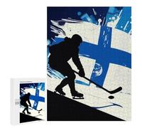 Rompecabezas 500 PCS Finnish Hockey Player Silhouette Rompecabezas para Adultos Juguete Decoración De Pared Patrón De Ensamblaje Oferta como Regalos para Toda La Familia 500 PCS