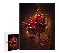 Rompecabezas 500 PCS Flaming Red Rose Artwork Rompecabezas para Adultos Juguete Decoración De Pared Patrón De Ensamblaje Oferta como Regalos para Toda La Familia 500 PCS