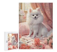 Rompecabezas 500 PCS Floral Pomeranian Portrait Rompecabezas para Adultos Juguete Decoración De Pared Regalo De Cumpleaños Oferta como Regalos para Toda La Familia 500 PCS