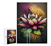 Rompecabezas 500 PCS Graffiti Lotus Flower Rompecabezas para Adultos Juguete Decoración De Pared Patrón De Ensamblaje Oferta como Regalos para Toda La Familia 500 PCS