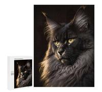 Rompecabezas 500 PCS Maine Coon Cat Portrait Rompecabezas para Adultos Juguete Decoración De Pared Patrón De Ensamblaje Oferta como Regalos para Toda La Familia 500 PCS