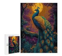 Rompecabezas 500 PCS Moonlit Peacock Forest Rompecabezas para Adultos Mejora La Memoria Interacción Entre Padres E Hijos Juegos De Ingenio para La Familia 500 PCS
