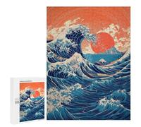 Rompecabezas 500 PCS Ocean Wave Sunset Poster Rompecabezas para Adultos Mejora La Memoria Interacción Entre Padres E Hijos Juegos De Ingenio para La Familia 500 PCS