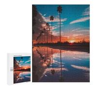 Rompecabezas 500 PCS Palm Reflections at Sunset Rompecabezas para Adultos Juguete Decoración De Pared Regalo De Cumpleaños Oferta como Regalos para Toda La Familia 500 PCS