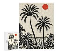Rompecabezas 500 PCS Palm Tree Sunset Silhouette Rompecabezas para Adolescentes Carrera De Velocidad Manual Actividades Divertidas En Casa Juego Desafiante Y Juego Familiar 500 PCS