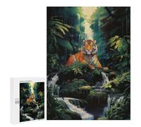 Rompecabezas 500 PCS para Adolescentes A Tiger at The Waterfall Rompecabezas para Adultos Juego Práctico Decoración del Hogar Cumpleaños Y Navidad 500 PCS