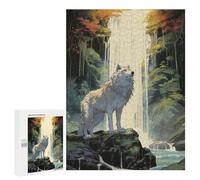 Rompecabezas 500 PCS para Adolescentes A Wolf at The Waterfall Rompecabezas para Adultos Juego Familiar Decoración del Hogar para Cumpleaños, Navidad 500 PCS