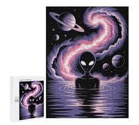 Rompecabezas 500 PCS para Adolescentes Alien in Water with Space Background Rompecabezas para Adultos Juegos Familiares Carrera De Velocidad De Manos para Cumpleaños, Navidad 500 PCS