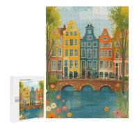 Rompecabezas 500 PCS para Adolescentes Amsterdam Canal Houses and Bicycles Rompecabezas DIY Juguetes Una Obra De Arte como Regalo para Toda La Familia 500 PCS