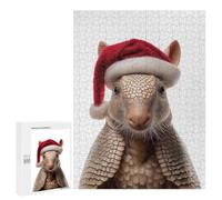 Rompecabezas 500 PCS para Adolescentes Armadillo Christmas with Santa Hat Portrait Rompecabezas para Adultos Juego Familiar Una Obra De Arte como Regalo para Toda La Familia 500 PCS