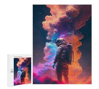 Rompecabezas 500 PCS para Adolescentes Astronaut Amidst Colorful Clouds Rompecabezas para Adultos Juegos Divertidos Una Obra De Arte Ayuda A Ejercitar El Cerebro 500 PCS