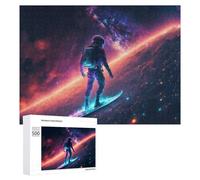 Rompecabezas 500 PCS para Adolescentes Astronaut Surfing in Space -15 Rompecabezas para Adultos Juego Familiar Carrera De Velocidad De Manos Regalos para Reducir El Estrés 500 PCS