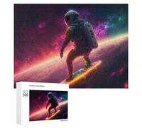 Rompecabezas 500 PCS para Adolescentes Astronaut Surfing in Space -8 Rompecabezas para Adolescentes Juegos Divertidos Ensamblaje De Patrones Ayuda Al Cerebro A Ejercitarse 500 PCS