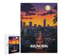 Rompecabezas 500 PCS para Adolescentes Asuncion, Paraguay Cityscape at Night Rompecabezas para Adultos Juego Práctico Arte De Pared Desafiante De Completar 500 PCS