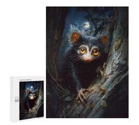 Rompecabezas 500 PCS para Adolescentes Aye-Aye Lemur in The Night Forest Rompecabezas para Adultos Juego Familiar Decoración del Hogar para Cumpleaños, Navidad 500 PCS