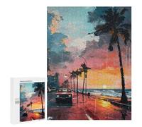 Rompecabezas 500 PCS para Adolescentes Beachside Sunset Drive Rompecabezas Juegos Familiares Ensamblaje De Patrones Cumpleaños Y Navidad 500 PCS