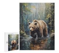 Rompecabezas 500 PCS para Adolescentes Bear in The Forest Rompecabezas para Adultos Juego Familiar Decoración del Hogar para Cumpleaños, Navidad 500 PCS