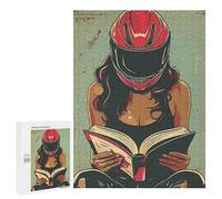 Rompecabezas 500 PCS para Adolescentes Biker Girl Reading A Book Rompecabezas para Adultos Juegos Familiares Carrera De Velocidad De Manos para Cumpleaños, Navidad 500 PCS
