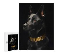 Rompecabezas 500 PCS para Adolescentes Black & Gold Belgian Malinois Rompecabezas para Adultos Juego Familiar Decoración del Hogar para Cumpleaños, Navidad 500 PCS