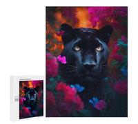Rompecabezas 500 PCS para Adolescentes Black Panther in Flowers Rompecabezas para Adultos Juego Práctico Decoración del Hogar Cumpleaños Y Navidad 500 PCS