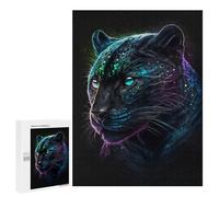 Rompecabezas 500 PCS para Adolescentes Black Panther with Neon Glow Rompecabezas para Adultos Juegos De Relajación Vacaciones En Casa Matar El Tiempo 500 PCS