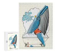 Rompecabezas 500 PCS para Adolescentes Blue Whale in The Bath Rompecabezas para Adultos Juego Práctico Arte De Pared Desafiante De Completar 500 PCS