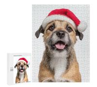 Rompecabezas 500 PCS para Adolescentes Border Terrier Dog with Santa Hat Rompecabezas para Adultos Juego Práctico Regalo De Cumpleaños Regalo De Cumpleaños, Regalos, 500 PCS