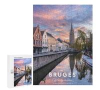 Rompecabezas 500 PCS para Adolescentes Bruges in Coordinates Rompecabezas para Adultos Juegos De Relajación Vacaciones En Casa Matar El Tiempo 500 PCS
