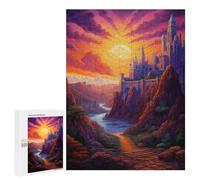 Rompecabezas 500 PCS para Adolescentes Castle in The Sunset Valley Rompecabezas para Adultos Juegos Divertidos Una Obra De Arte Ayuda A Ejercitar El Cerebro 500 PCS