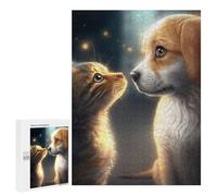 Rompecabezas 500 PCS para Adolescentes Cat and Dog Gazing -1 Rompecabezas para Adultos Juegos Divertidos Una Obra De Arte Ayuda A Ejercitar El Cerebro 500 PCS