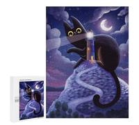 Rompecabezas 500 PCS para Adolescentes Cat and The Lighthouse Rompecabezas para Adultos Juguetes De Bricolaje Pero Un Desafío Educativo Divertido Y Humorístico 500 PCS