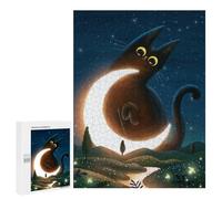Rompecabezas 500 PCS para Adolescentes Cat and The Magic Moon Rompecabezas para Adultos Juguetes De Bricolaje Pero Un Desafío Educativo Divertido Y Humorístico 500 PCS