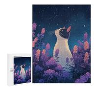 Rompecabezas 500 PCS para Adolescentes Cat Gazing at Stars Rompecabezas para Adultos Juego Práctico Pero Divertido Y Humorístico Regalo De Cumpleaños, Regalos, 500 PCS