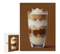 Rompecabezas 500 PCS para Adolescentes Cat in A Latte Macchiato Coffee Cup Rompecabezas para Adultos Juguete Decoración De Pared Difícil Difícil Desafiante De Completar 500 PCS