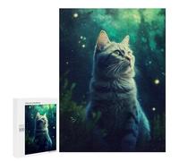 Rompecabezas 500 PCS para Adolescentes Cat Mystic Glowing Night Rompecabezas para Adultos Juego Familiar Una Obra De Arte como Regalo para Toda La Familia 500 PCS