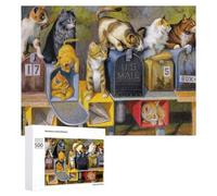 Rompecabezas 500 PCS para Adolescentes Cats on Mailboxes Jigsaw Puzzle Rompecabezas para Adultos Juegos Divertidos Una Obra De Arte Ayuda A Ejercitar El Cerebro 500 PCS