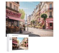 Rompecabezas 500 PCS para Adolescentes Charming Parisian Street with Eiffel Tower View Rompecabezas para Adultos Juegos Relajantes Decoración Interacción Entre Padres E Hijos 500 PCS