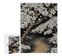 Rompecabezas 500 PCS para Adolescentes Cherry Blossoms by River Rompecabezas para Adultos Juegos De Relajación Vacaciones En Casa Matar El Tiempo 500 PCS
