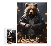 Rompecabezas 500 PCS para Adolescentes Chess Bear Playing Rompecabezas para Adultos Juego Práctico Pero Divertido Y Humorístico para Cumpleaños, Navidad 500 PCS
