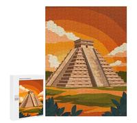 Rompecabezas 500 PCS para Adolescentes Chichen Itza Pyramid Rompecabezas para Adultos Juego Práctico Arte De Pared Desafiante De Completar 500 PCS